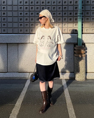 Double Horse Print Half T-Shirt
