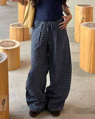 Super Wide Check Seersucker Pants