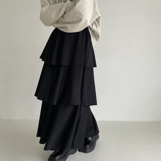 Three-tiered can-can long skirt