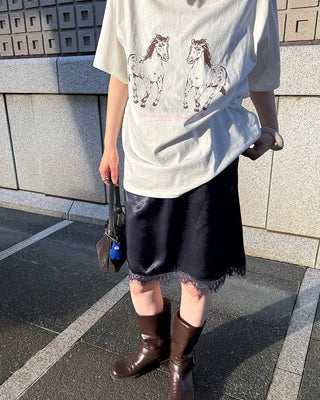 Double Horse Print Half T-Shirt