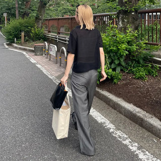 String stripe wide slacks