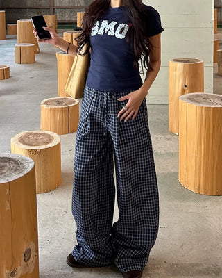 Super Wide Check Seersucker Pants