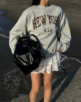 Leopard lettering sweatshirt