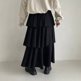Three-tiered can-can long skirt