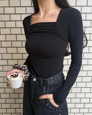 Square Shirring Bolero Style T-Shirt