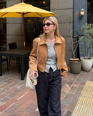 Suede cropped jacket