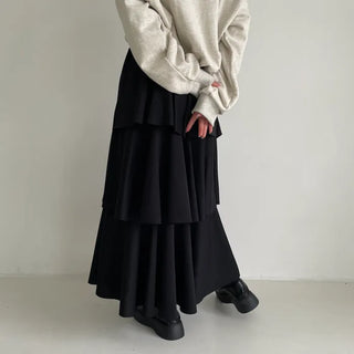 Three-tiered can-can long skirt