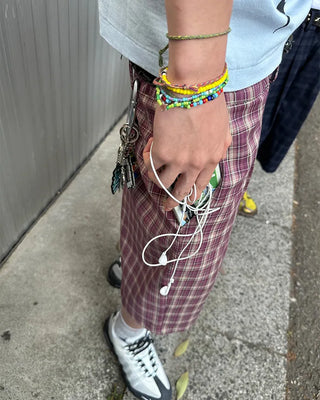 (ORIGINAL) Tartan Check Half Wide Easy Pants