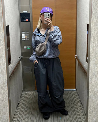 (Unisex) Tucked Nylon Parachute Pants