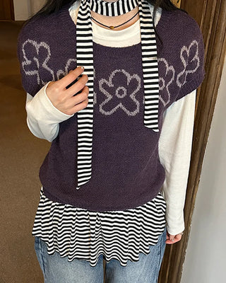 Floral short-sleeved knit