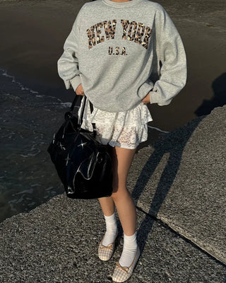Leopard lettering sweatshirt