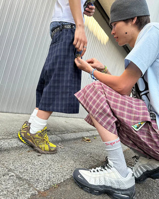 (ORIGINAL) Tartan Check Half Wide Easy Pants