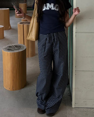 Super Wide Check Seersucker Pants