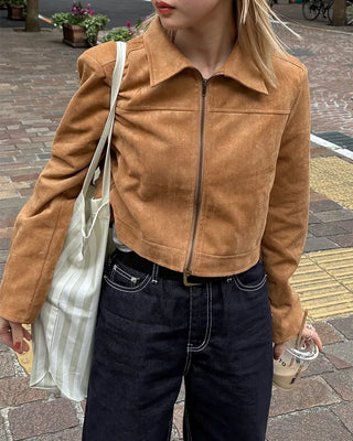 Suede cropped jacket