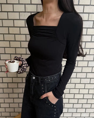 Square Shirring Bolero Style T-Shirt