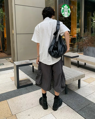 (Unisex) Cargo Bermuda Shorts with Elastic Waistband