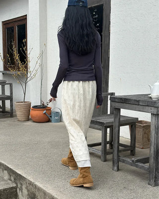 Lace layered long skirt