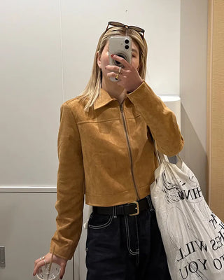 Suede cropped jacket