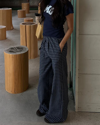 Super Wide Check Seersucker Pants