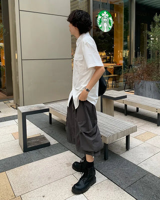 (Unisex) Cargo Bermuda Shorts with Elastic Waistband