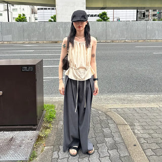 String Shirring Sleeveless Blouse