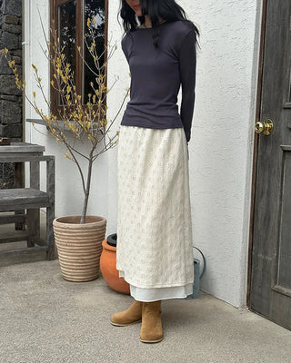 Lace layered long skirt