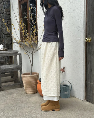 Lace layered long skirt