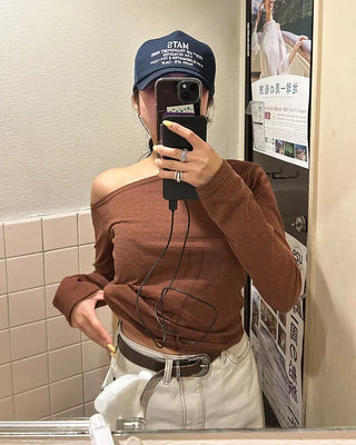 Asymmetrical Shoulder Double Border Long Cut and Sew
