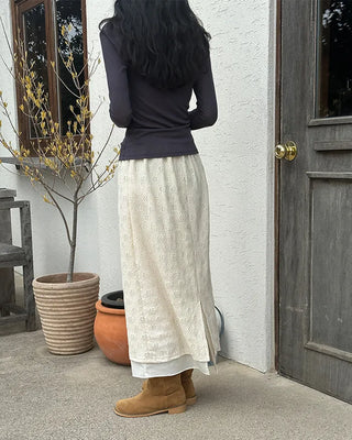 Lace layered long skirt