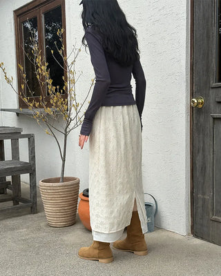 Lace layered long skirt