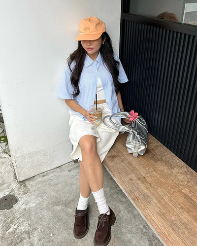 Pencil stripe half shirt