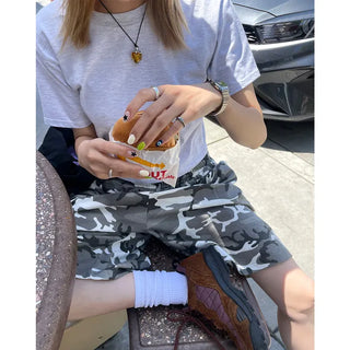 Colored cropped short-sleeved T-shirt