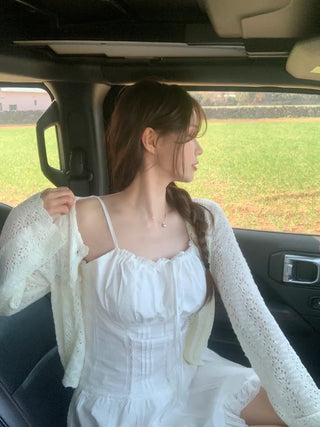 [Adjustable Straps] Lace Ribbon Camisole Dress