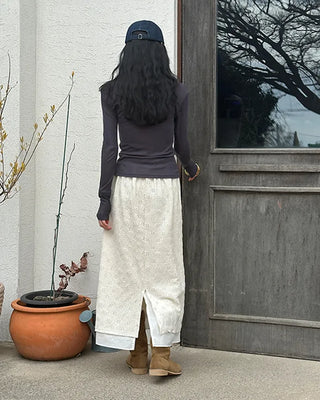 Lace layered long skirt