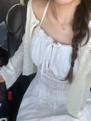 [Adjustable Straps] Lace Ribbon Camisole Dress