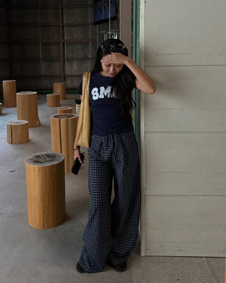 Super Wide Check Seersucker Pants
