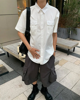 (Unisex) Cargo Bermuda Shorts with Elastic Waistband