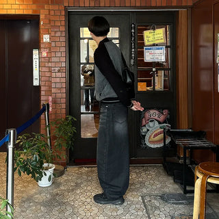 Washed balloon wide pants