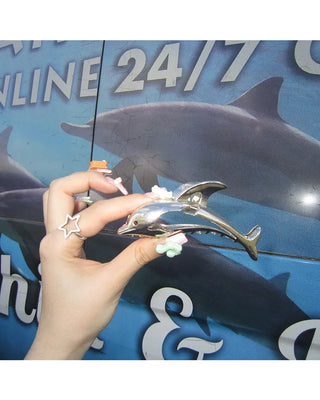Silver dolphin hair clip