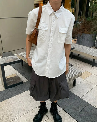 (Unisex) Cargo Bermuda Shorts with Elastic Waistband