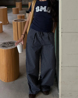 Super Wide Check Seersucker Pants