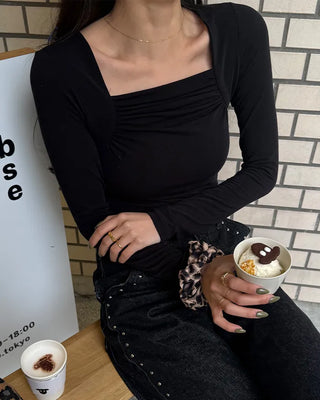 Square Shirring Bolero Style T-Shirt