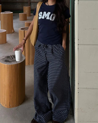 Super Wide Check Seersucker Pants