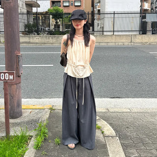 String Shirring Sleeveless Blouse
