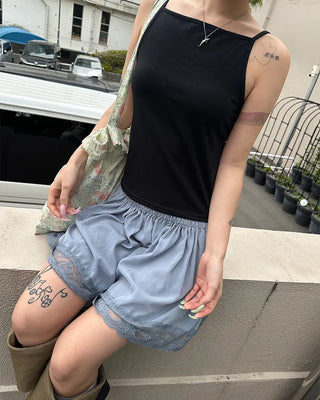 Wide lace hem mini flare skirt