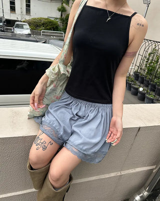 Wide lace hem mini flare skirt