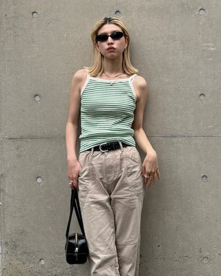 Striped ribbed camisole