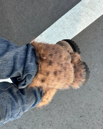 Harness-attached pattern fur suede short boots