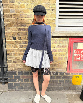 Waist frill lace half leggings