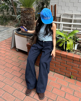 Unique yoke tuck balloon cotton pants